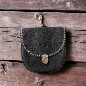 Harley-Davidson Black Leather Studded Pouch Bag
